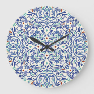 Turkish Colorful: Endless Tile Elegance. Large Clock