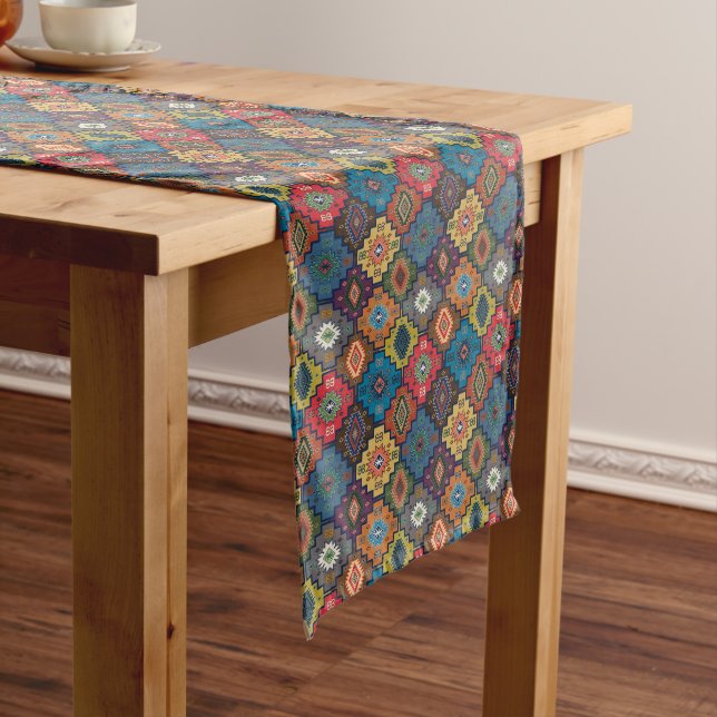 Turkish Colorful Ethnic Motif Pattern  Long Table Runner (In Situ)