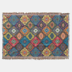 Turkish Colorful Ethnic Motif Pattern  Throw Blanket