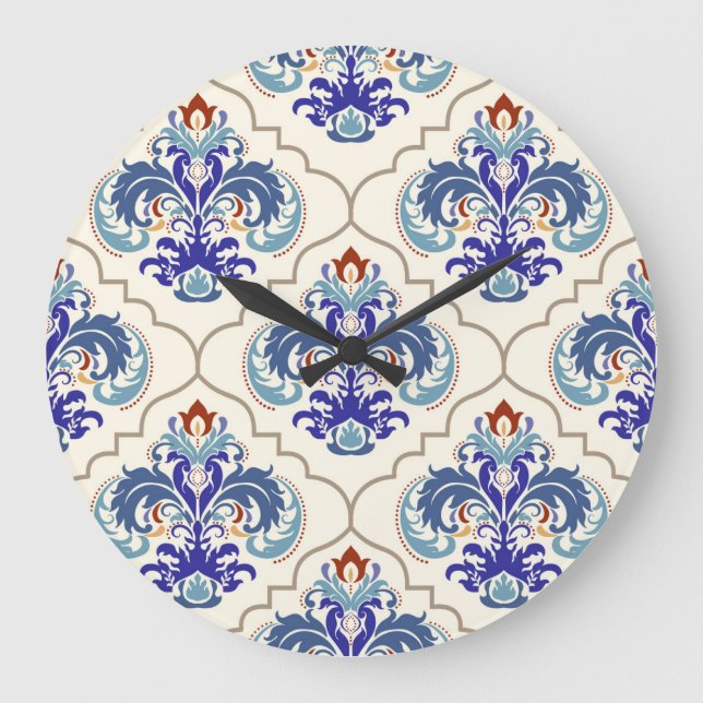 Turkish Colorful Pattern: Endless Beauty. Large Clock (Front)