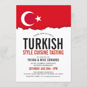 Turkish Cuisine Party Flag White Invite