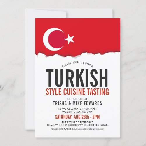 Turkish Cuisine  Party Flag White Invite