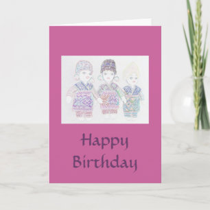 Turkish Dolls Happy Birthday Card