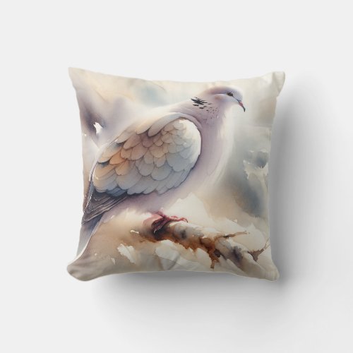 Turkish Dove Elegance AREF408 _ Watercolor Throw Pillow