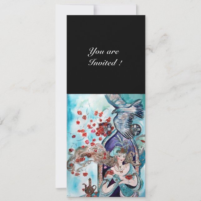 TURKISH FAIRY TALE ,bright red blue white black Invitation (Front)