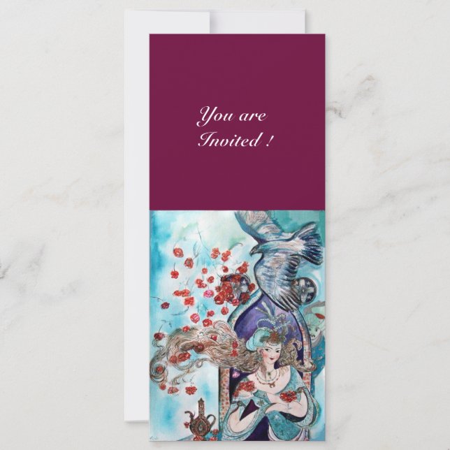 TURKISH FAIRY TALE ,bright red blue white purple Invitation (Front)