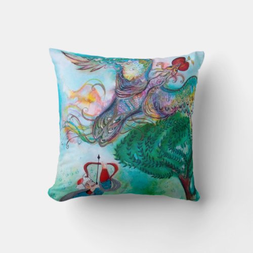 TURKISH FAIRY TALE  PHOENIX AND ARCHER Green Throw Pillow