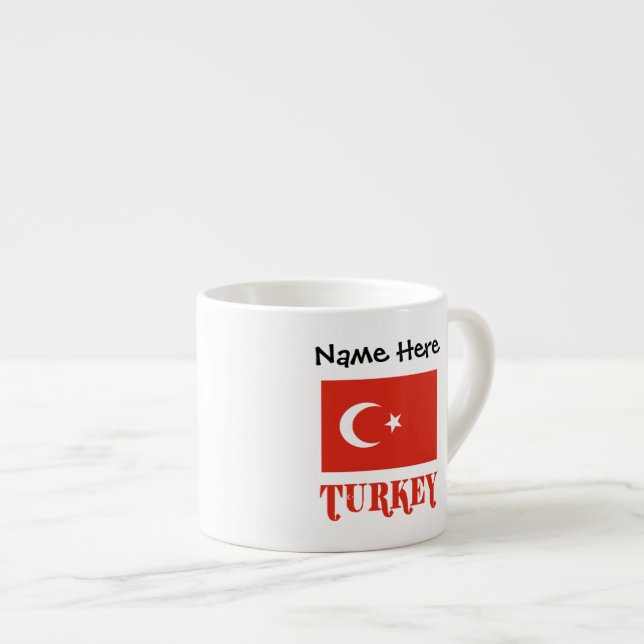 Turkish Flag and Turkey Personalized  Espresso Cup (Front Right)