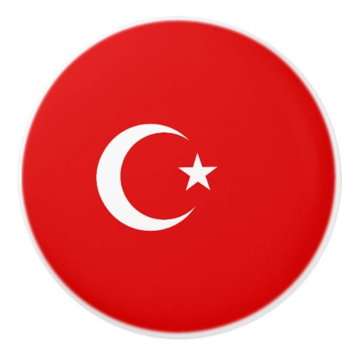 Turkish flag ceramic knob