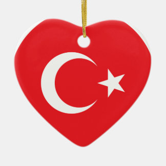 Turkish Flag Circle Ceramic Ornament