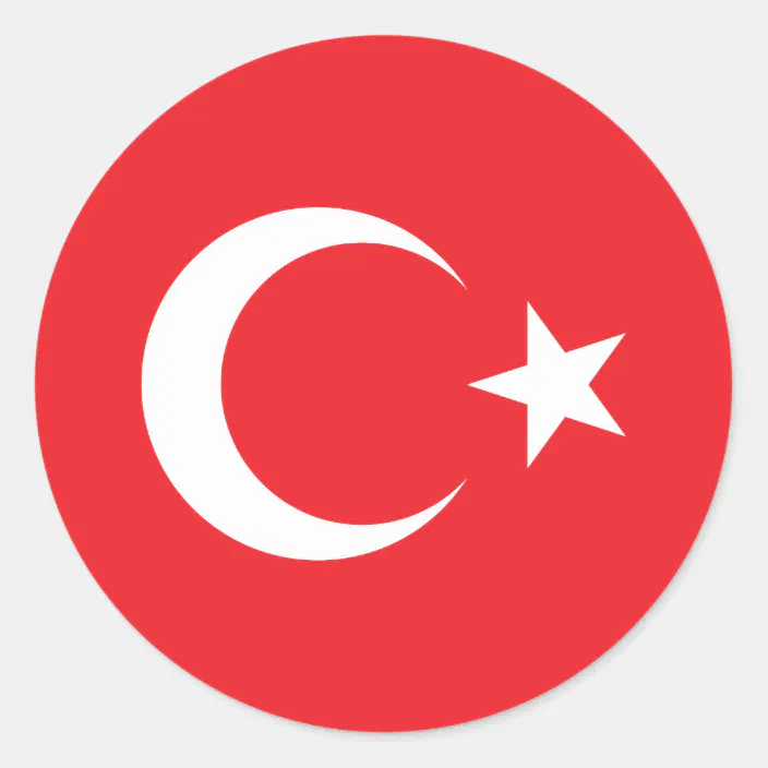 Turkey Flag Stickers Flag Decals Round Indoor Outdoor Circles Turkey 4 pack