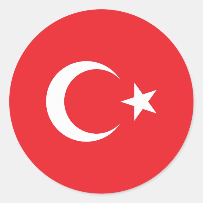 Turkish Flag Circle Round Stickers