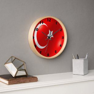 Turkish Flag Design Clock