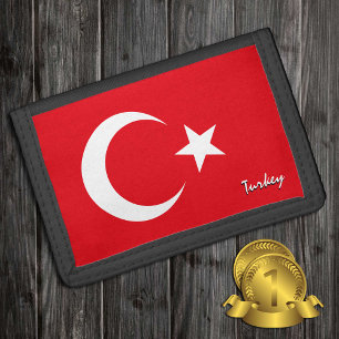 Turkish flag fashion, Turkey patriots / sports Trifold Wallet