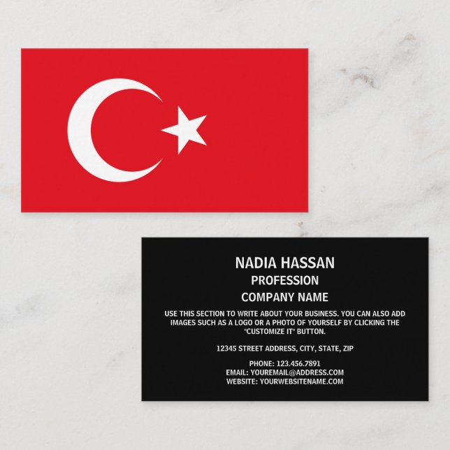 Turkish Flag, Flag of Turkey Business Card (Front/Back)