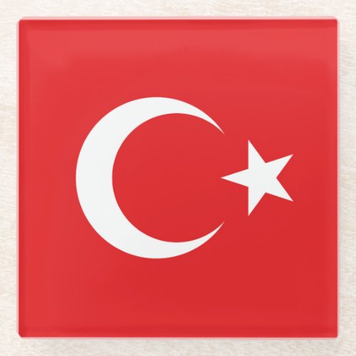 Turkish flag glass coaster