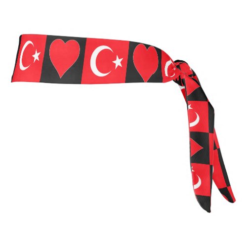 Turkish Flag Heart Love Pattern Turkey Pride Tie Headband