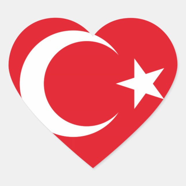 Turkish Flag Heart Sticker (Front)