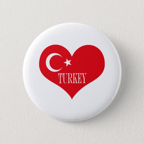 Turkish flag heart Turkey Pinback Button