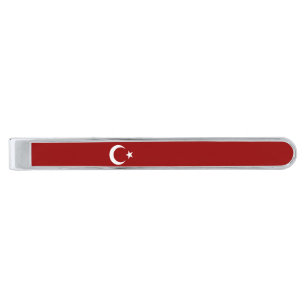 Turkish flag silver finish tie bar