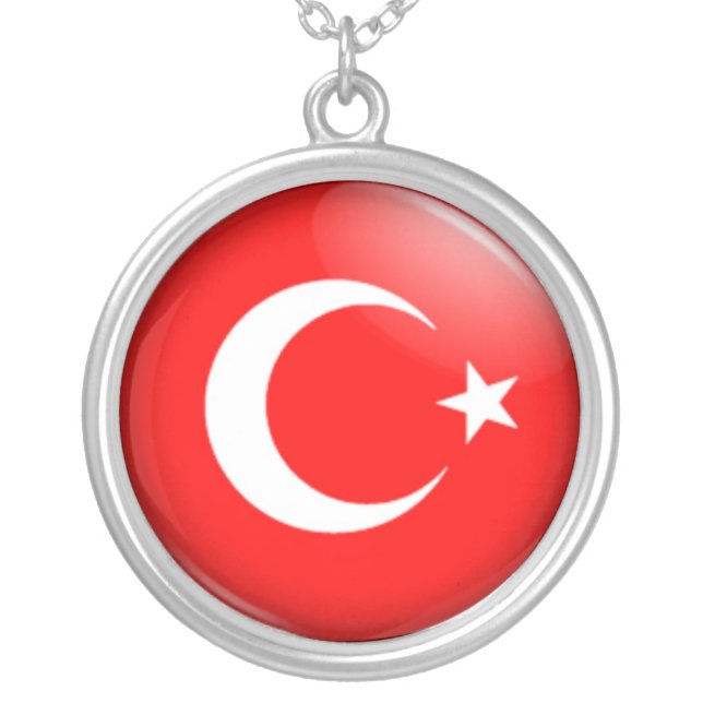Turkish flag silver plated necklace (Front)