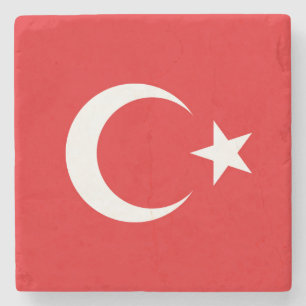 Turkish flag stone coaster