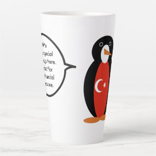 Turkish Flag Talking Ms. Penguin Personalized Latte Mug