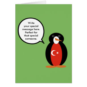 Turkish Flag Talking Ms. Talking Penguin Card