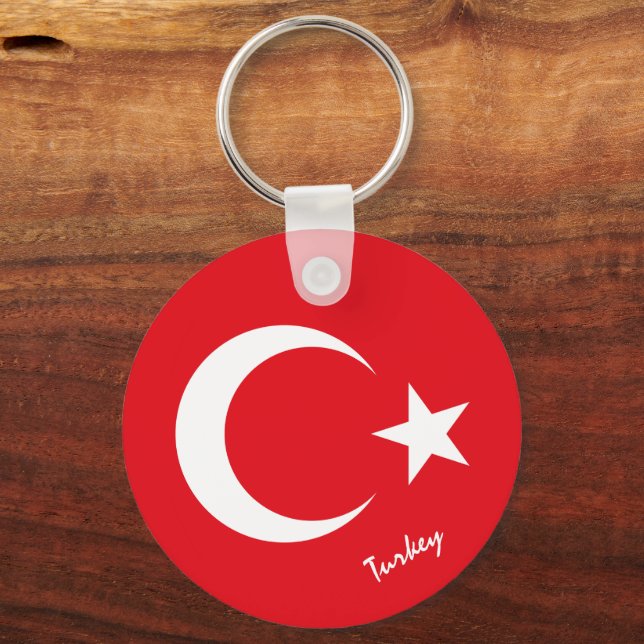 Turkish Flag & Turkey holiday, patriots / sports Keychain (Front)