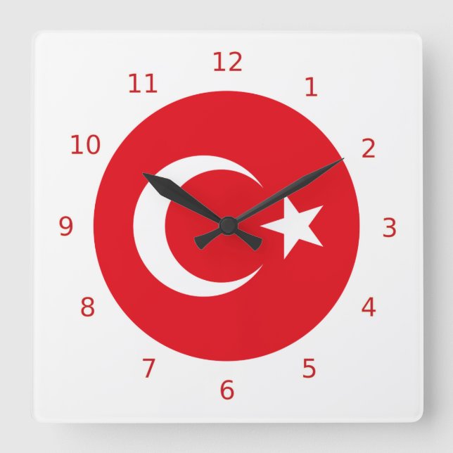 Turkish flag Wall Clock (Front)