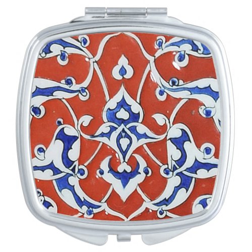 Turkish floral tiles compact mirror