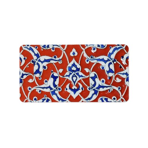 Turkish floral tiles label