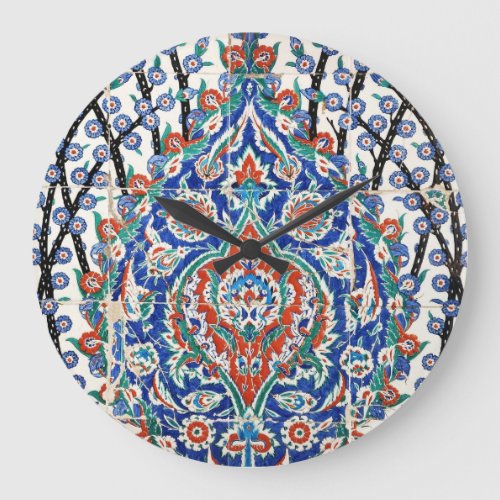 Turkish floral tiles large clock