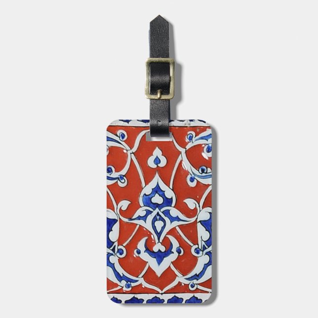 Turkish floral tiles luggage tag (Front Vertical)