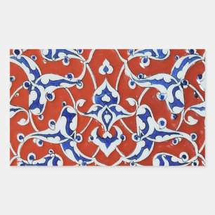 Turkish floral tiles rectangular sticker