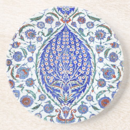 Turkish floral tiles sandstone coaster