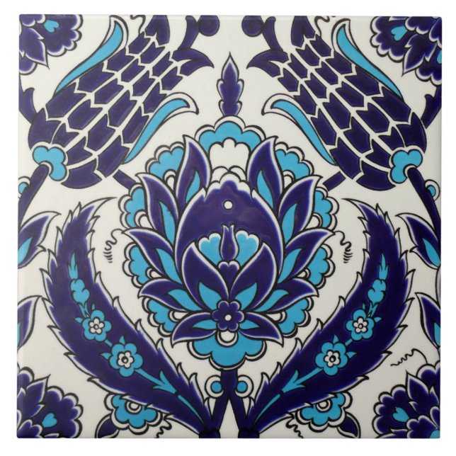 Turkish Flower Deisgn2 Ceramic Photo Tile (Front)
