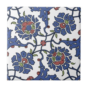 Turkish Garden Flower Composition 1 Ceramic Tile by IslamicDesign at Zazzle