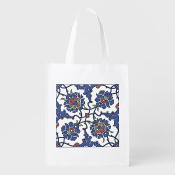 Turkish Garden Flower Composition 1 Grocery Bag by IslamicDesign at Zazzle