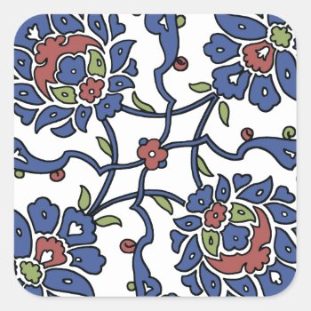Turkish Garden Flower Composition 1 Square Sticker by IslamicDesign at Zazzle
