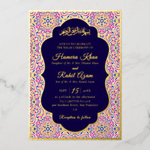 Turkish Geometric Motif Pattern Islamic Wedding Foil Invitation