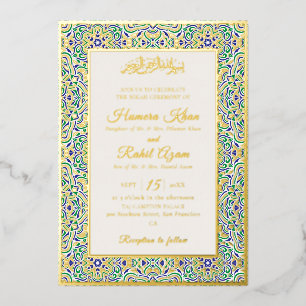 Turkish Geometric Motif Pattern Islamic Wedding Foil Invitation