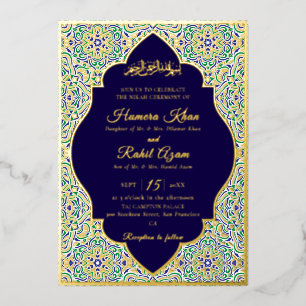 Turkish Geometric Motif Pattern Islamic Wedding Foil Invitation