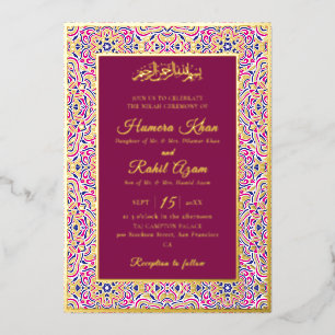 Turkish Geometric Motif Pattern Islamic Wedding Foil Invitation