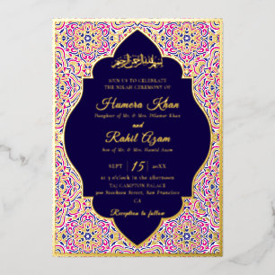 Turkish Geometric Motif Pattern Islamic Wedding Foil Invitation