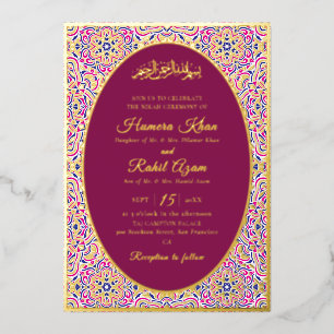 Turkish Geometric Motif Pattern Islamic Wedding Foil Invitation