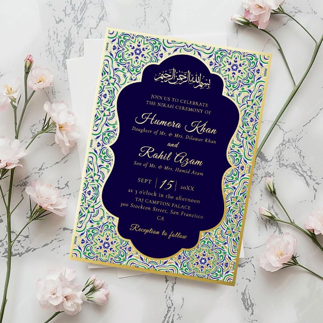 Turkish Geometric Motif Pattern Islamic Wedding Foil Invitation (Creator Uploaded)