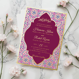 Turkish Geometric Motif Pattern Islamic Wedding Foil Invitation