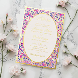 Turkish Geometric Motif Pattern Islamic Wedding Foil Invitation