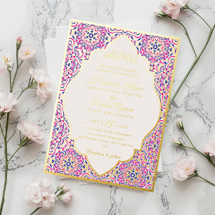 Turkish Geometric Motif Pattern Islamic Wedding Foil Invitation